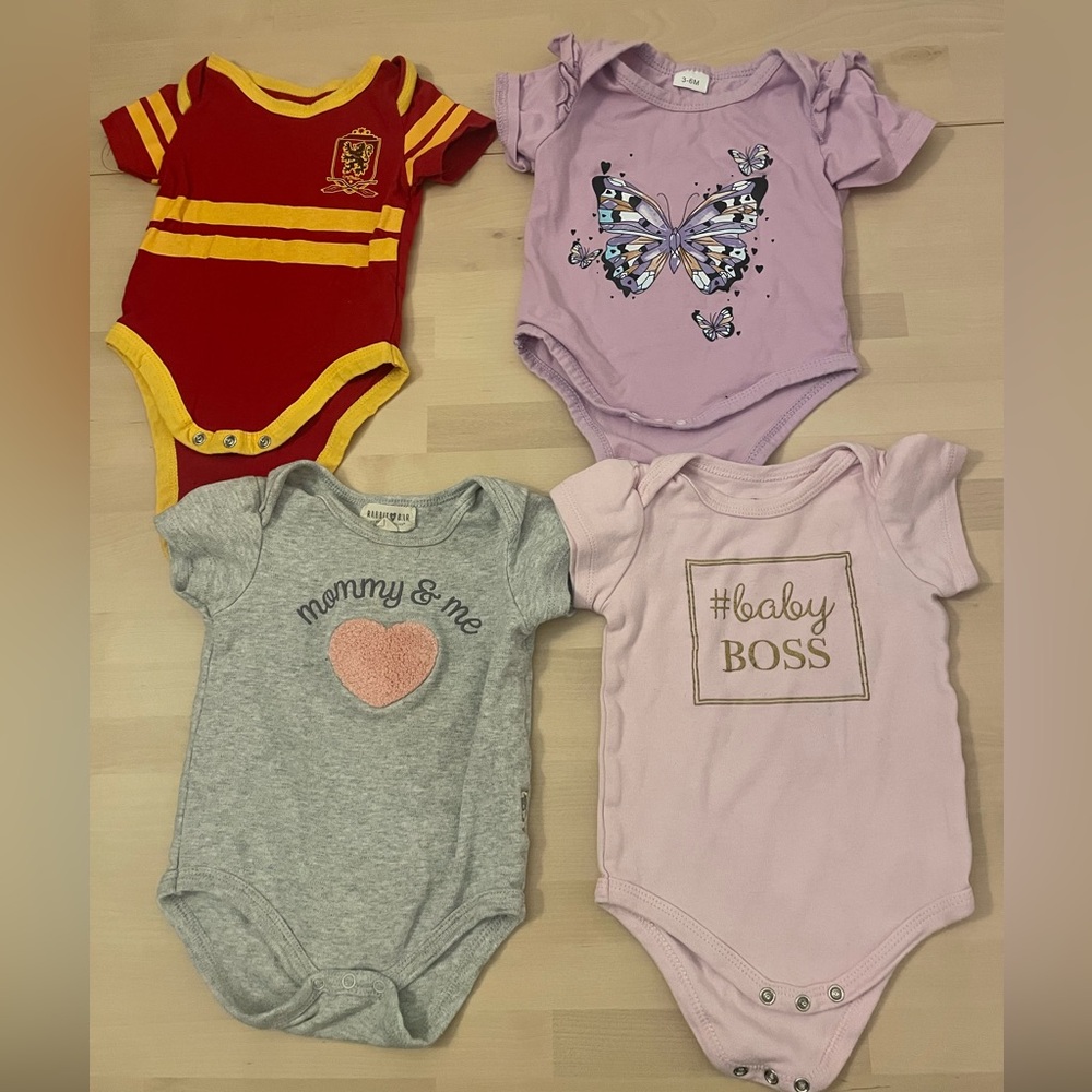 Baby Girl Short Sleeve Onesie bundle of 4 3-6 months